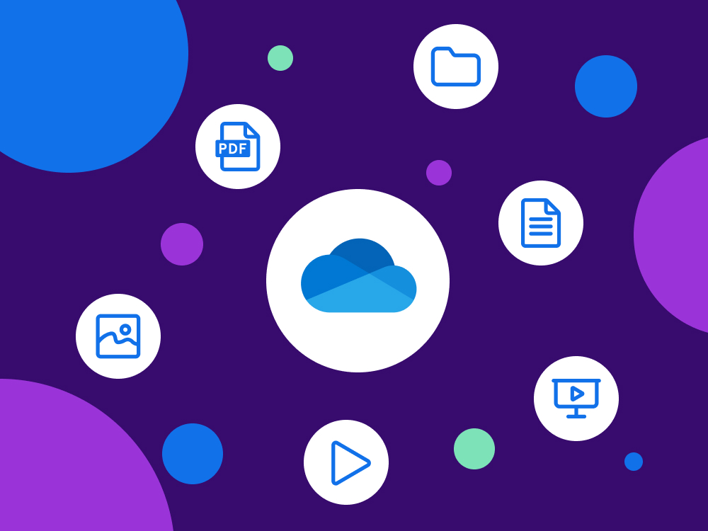 cloud icon surrounded by icons representing different kinds of media
