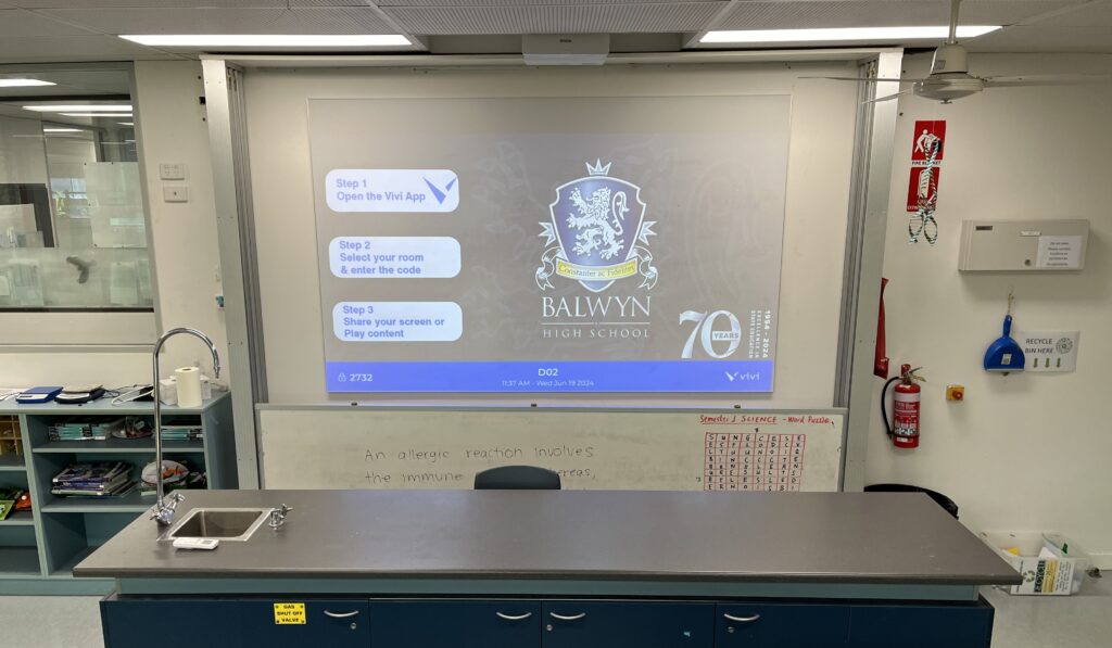 Vivi displayed on classroom screen.