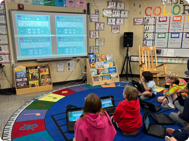 Students engaging in music lessons